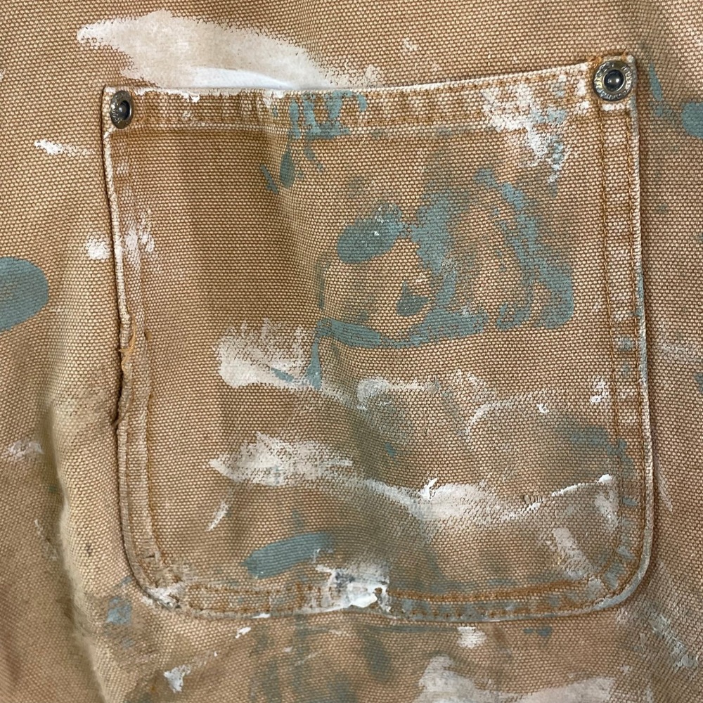 Carhartt Tan Canvas Women's Painter Overalls with Paint Marks - Picture 11 of 13